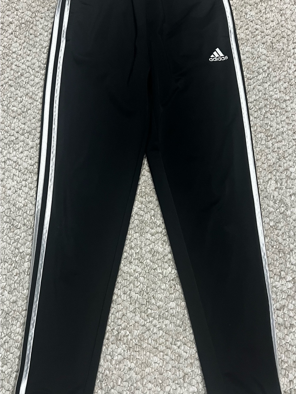 Adidas Track Pants Youth L Black Athletic Joggers 3 Stripe Boys 14-16